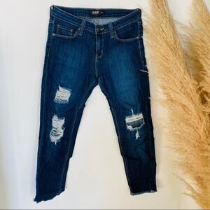 JUST BLACK Classic Blue Wash Distressed Ripped Skinny Low Rise Denim Jeans 27 P